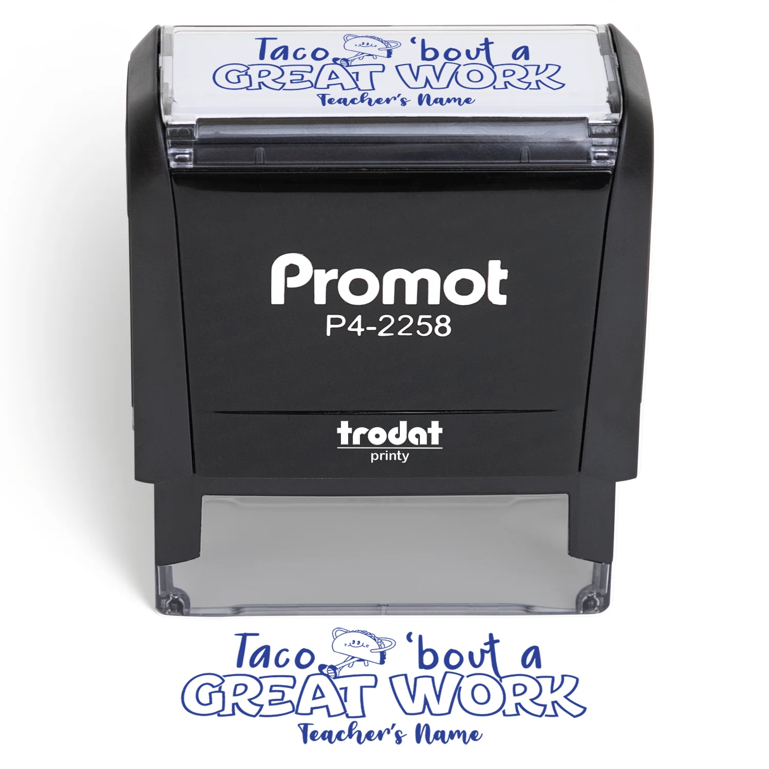 Teacher Custom Rubber Stamp "Taco Bout Some Great Work" - Large